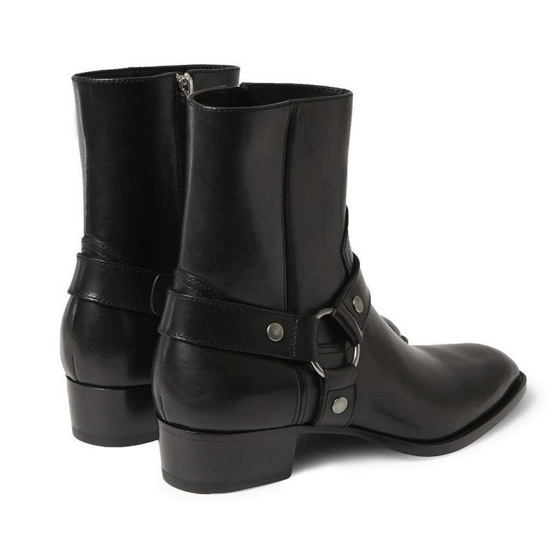 Pointed-toe Leather Martin Boots For Men - Image 2