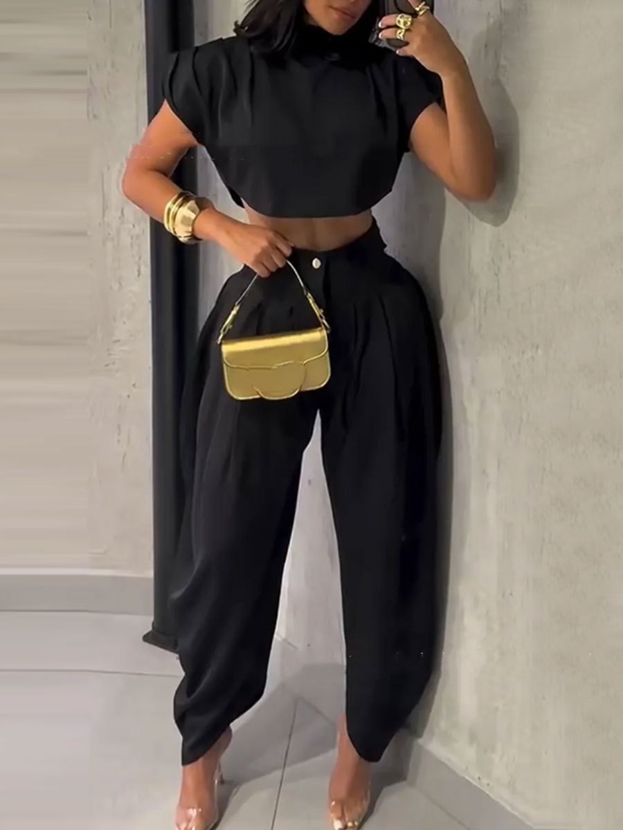 Summer New Style Fashionable High-Waisted Pants And Top Two-Piece Set For Women - Image 2