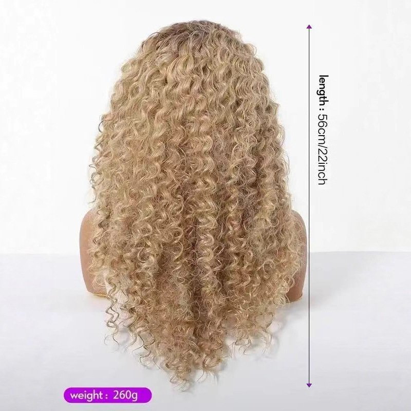 European And American Wig African Small Curls 13x4 Lace Front Middle Part Long Curls - Image 2