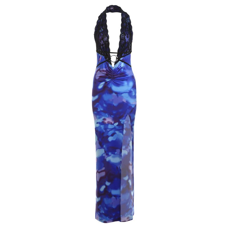 Lace Split Backless Dress Women - Image 4