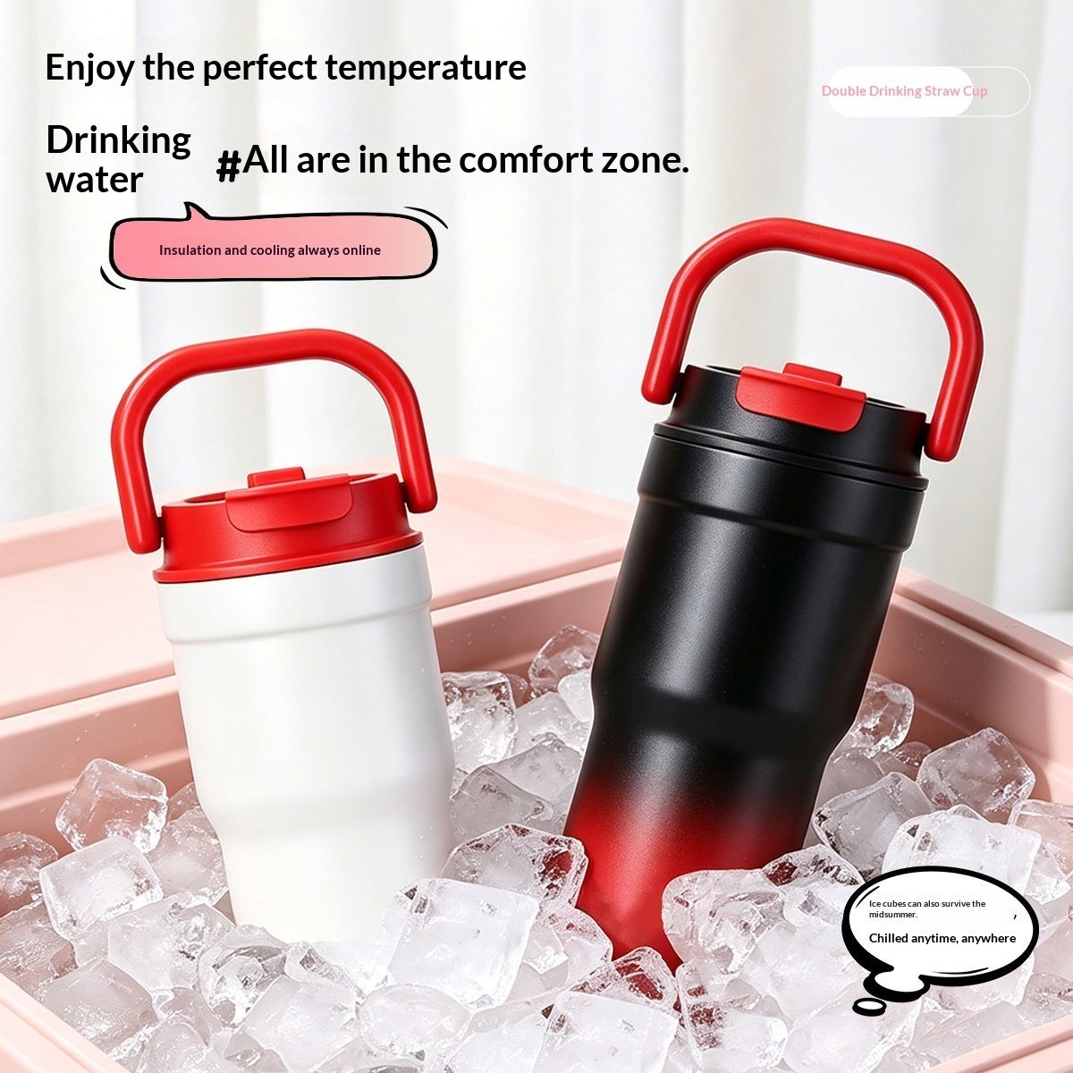 Outdoor Portable Large-Capacity Straw Cup Stainless Steel Mug - Image 7