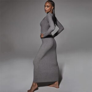 Women's Solid Color Long-sleeved Slim Slimming Sexy Hip Dress