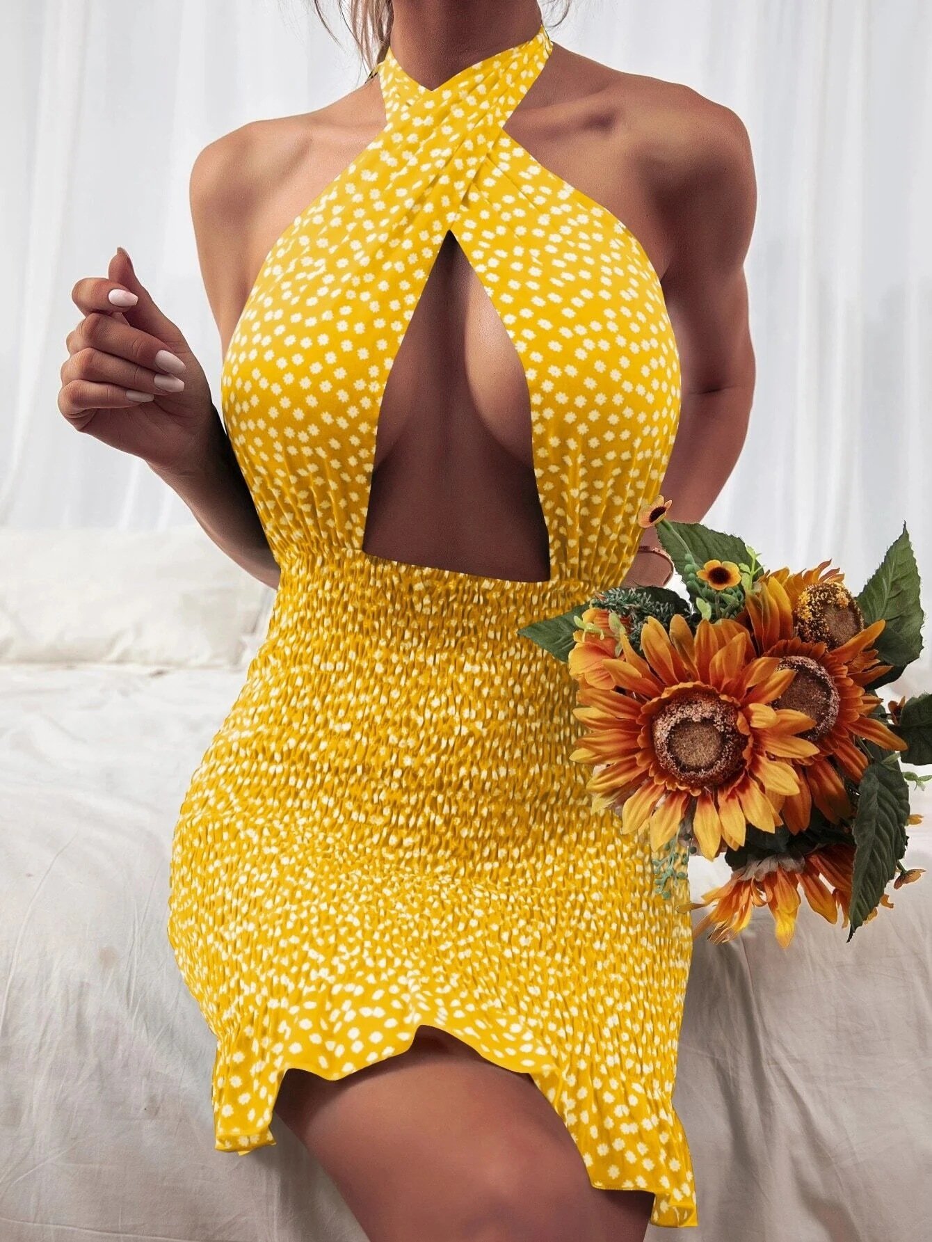 Ladies' Hollow Backless Halter Neck Dress - Image 4