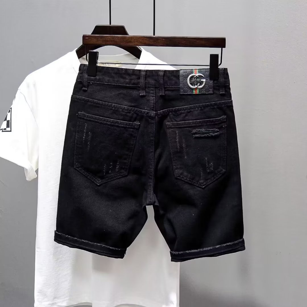 Summer Ripped Thin Denim Shorts Men - Image 2