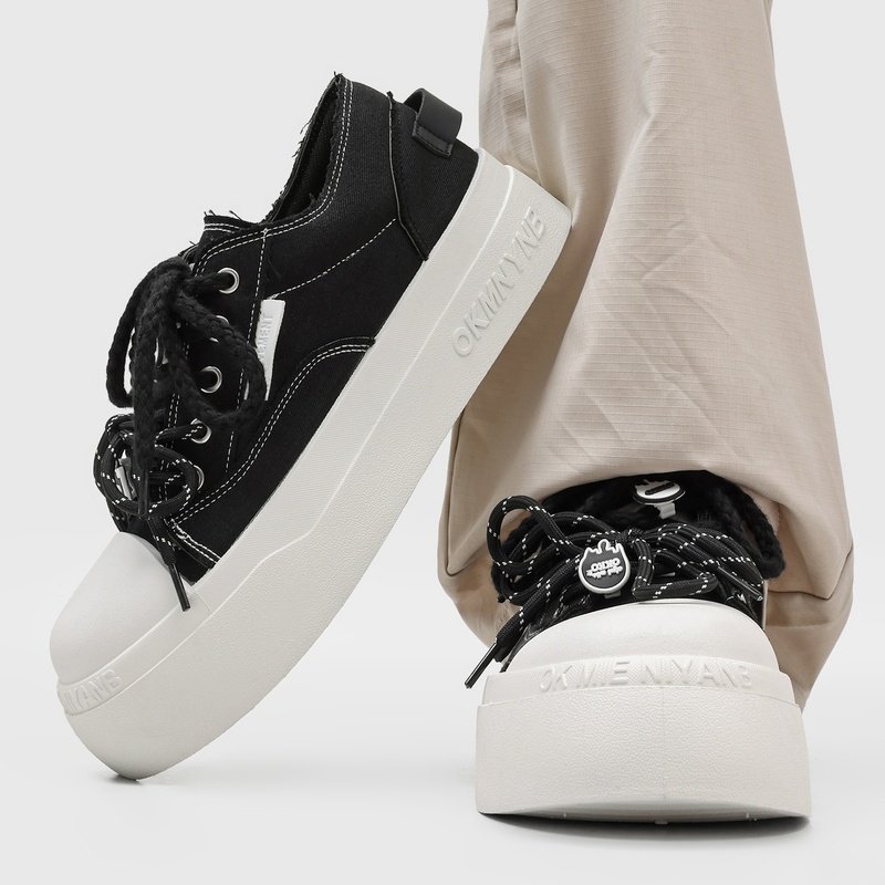 2026 New Spring Couple Canvas Skate Shoes, Toe-cap Height-increasing Casual Sneakers For Students & Men