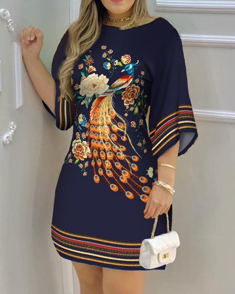 Round Neck Printed Dress For Women - Image 3