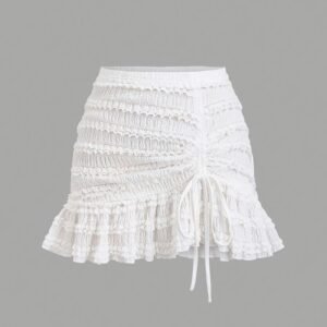 Womens Solid-Color Versatile Lace-trimmed Tutu Skirt