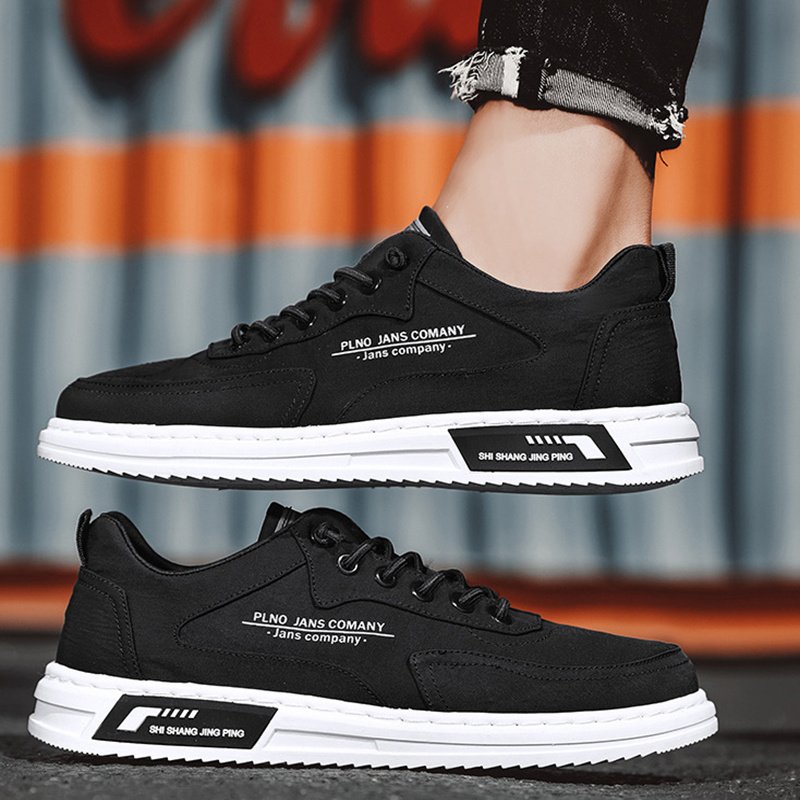 Men Sneakers Lace-up Letter Print Platform Canvas Shoes Sports - Image 10
