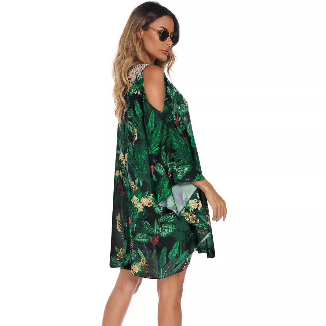 Retro Loose Long Gown Swimsuit Blouse - Image 4