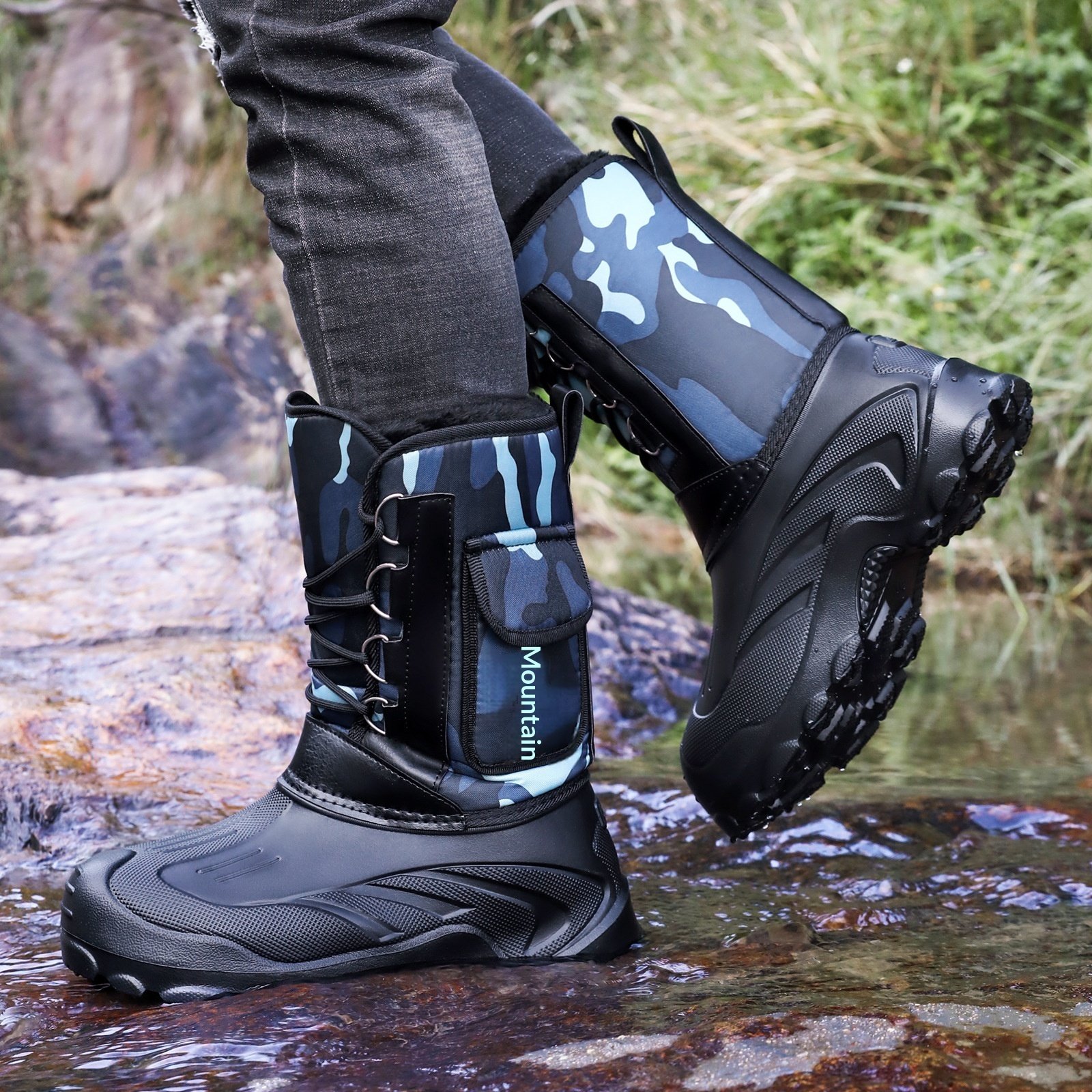 Men's Winter Fleece-Lined Thickened High-Top Snow Boots - Image 6