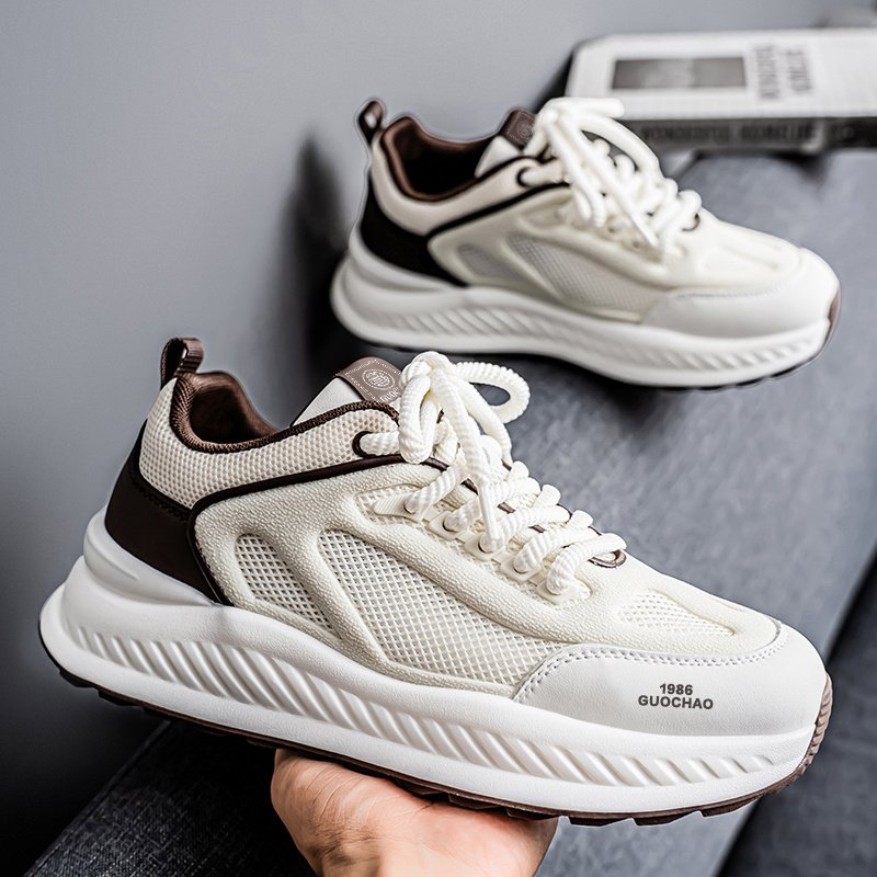 Men's New Spring Breathable Hollow Mesh Sneakers, Versatile Height Increasing Running Athletic Trendy Shoes For Teenagers - Image 2