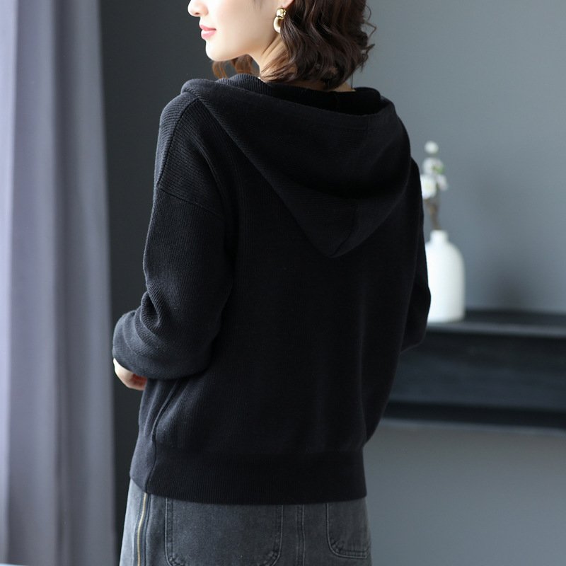 Hooded Sweater Coat Women Long Sleeve Single-breasted Sweaters Clothes - Image 4