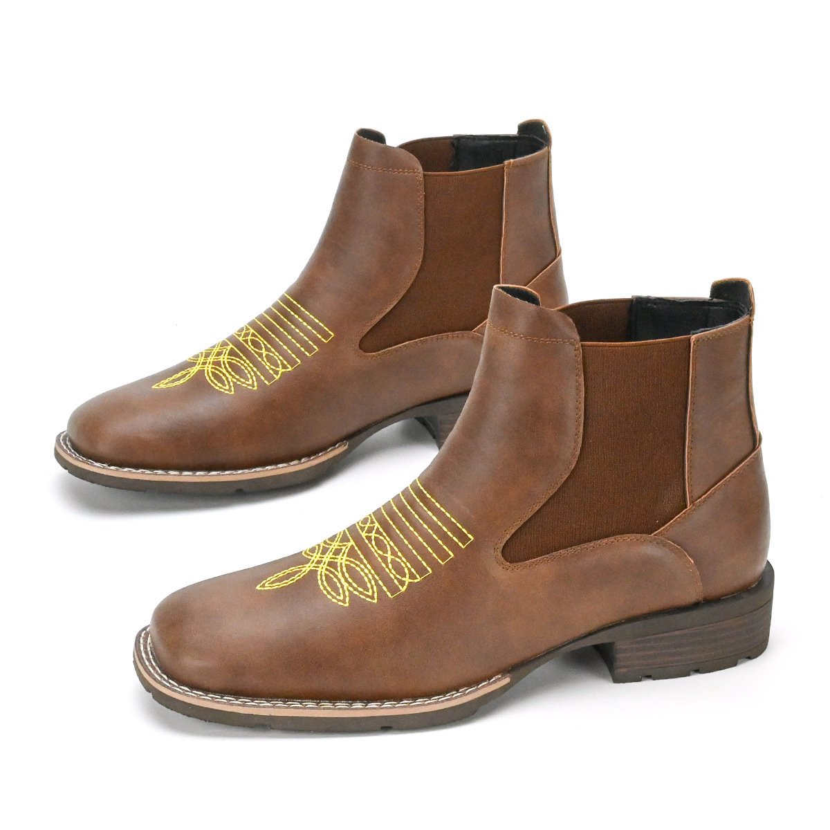 Embroidered Slip-on Chelsea Boots Men's Martin Boots