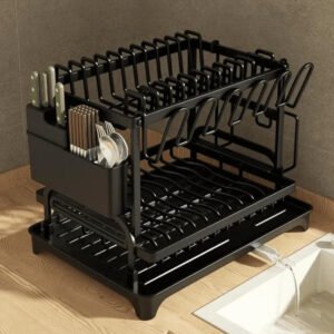 Kitchen Dish Drying Rack Large Capacity With Drain Board