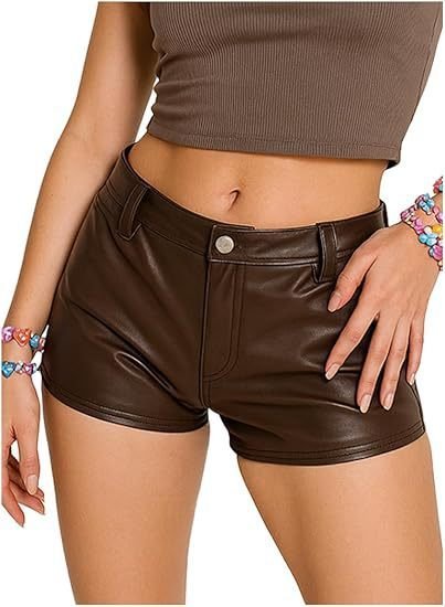 Faux Leather Micro Shorts For Women's Sexy Shorts - Image 3