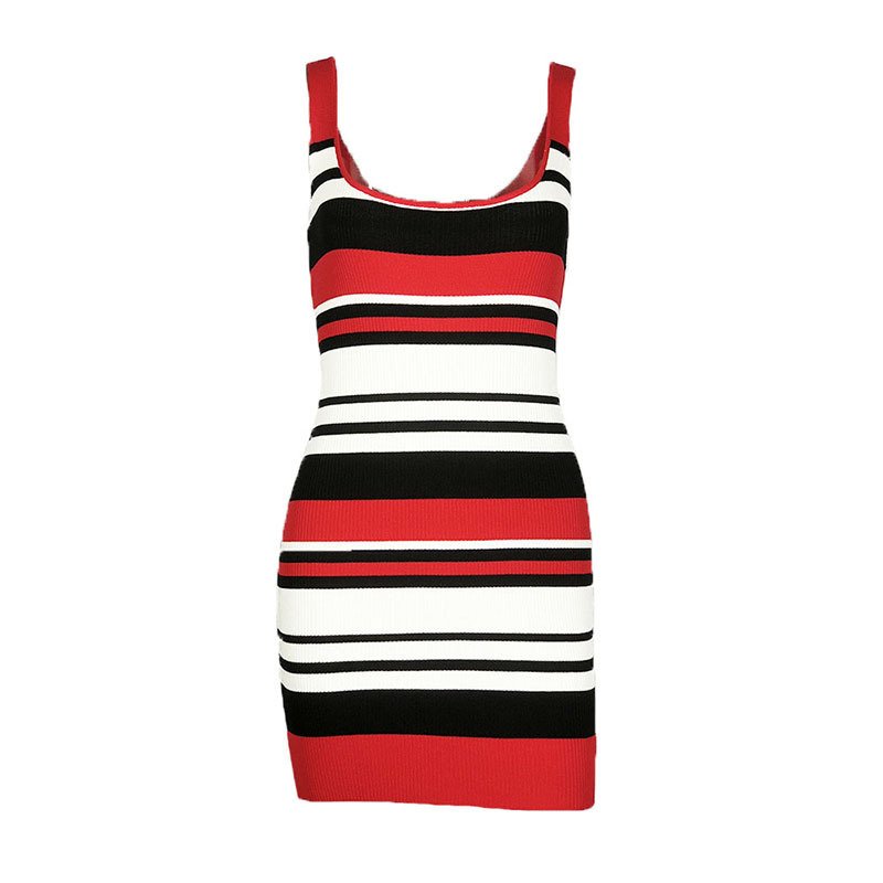 Women's Sexy Backless Versatile Fashion Striped Hot Girl Sling Dress - Image 6