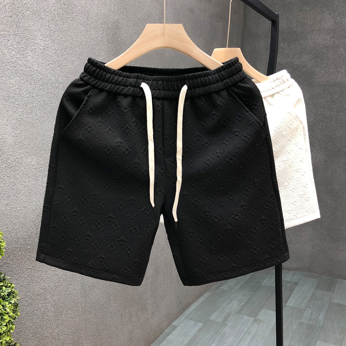 White Jacquard Shorts For Men Shorts - Image 5