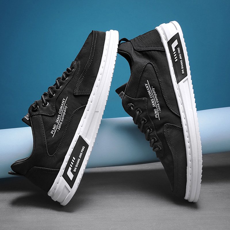 Men Sneakers Lace-up Letter Print Platform Canvas Shoes Sports - Image 8