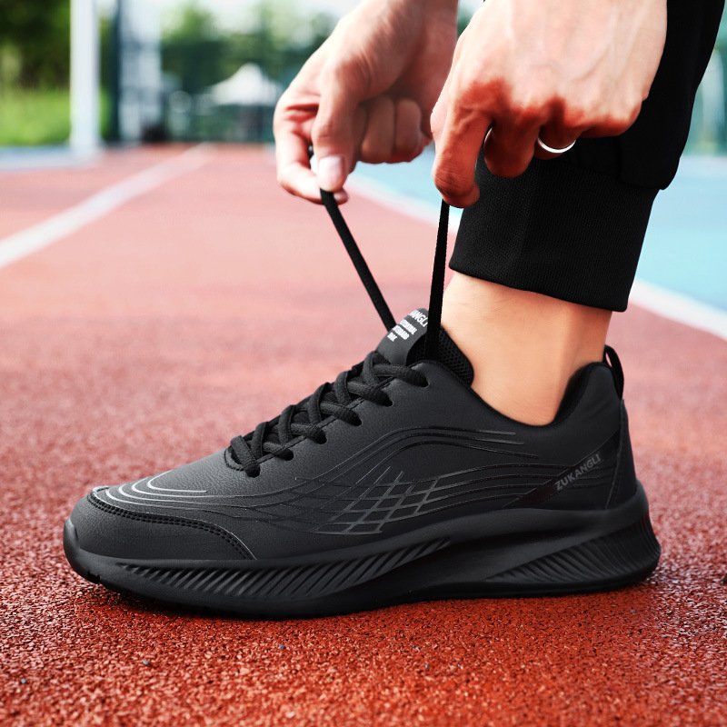 Black Leather-uppers Waterproof And Non-slip Running And Casual Shoes - Image 9