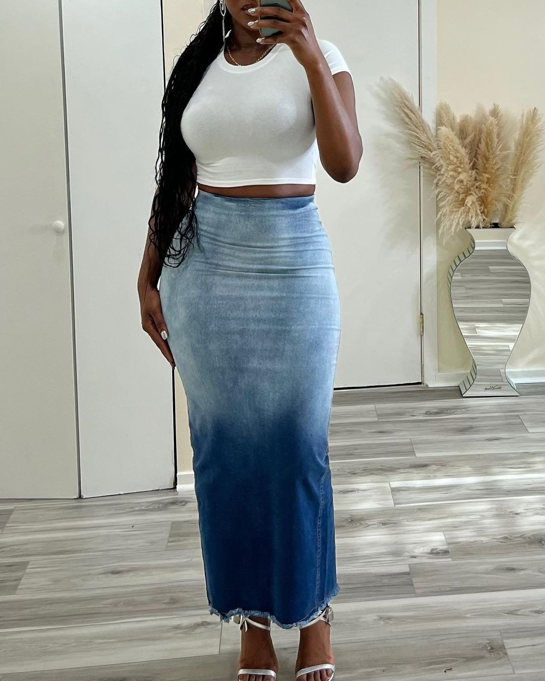 Women's Clothing Fashion Slit Tassel Denim Skirt - Image 9