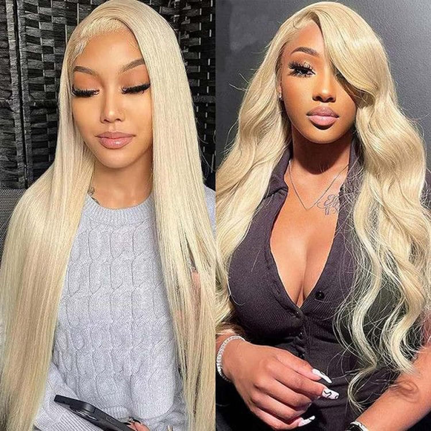 European And American Women's Lace Front Synthetic Fiber Wig With Middle Parting - Image 5