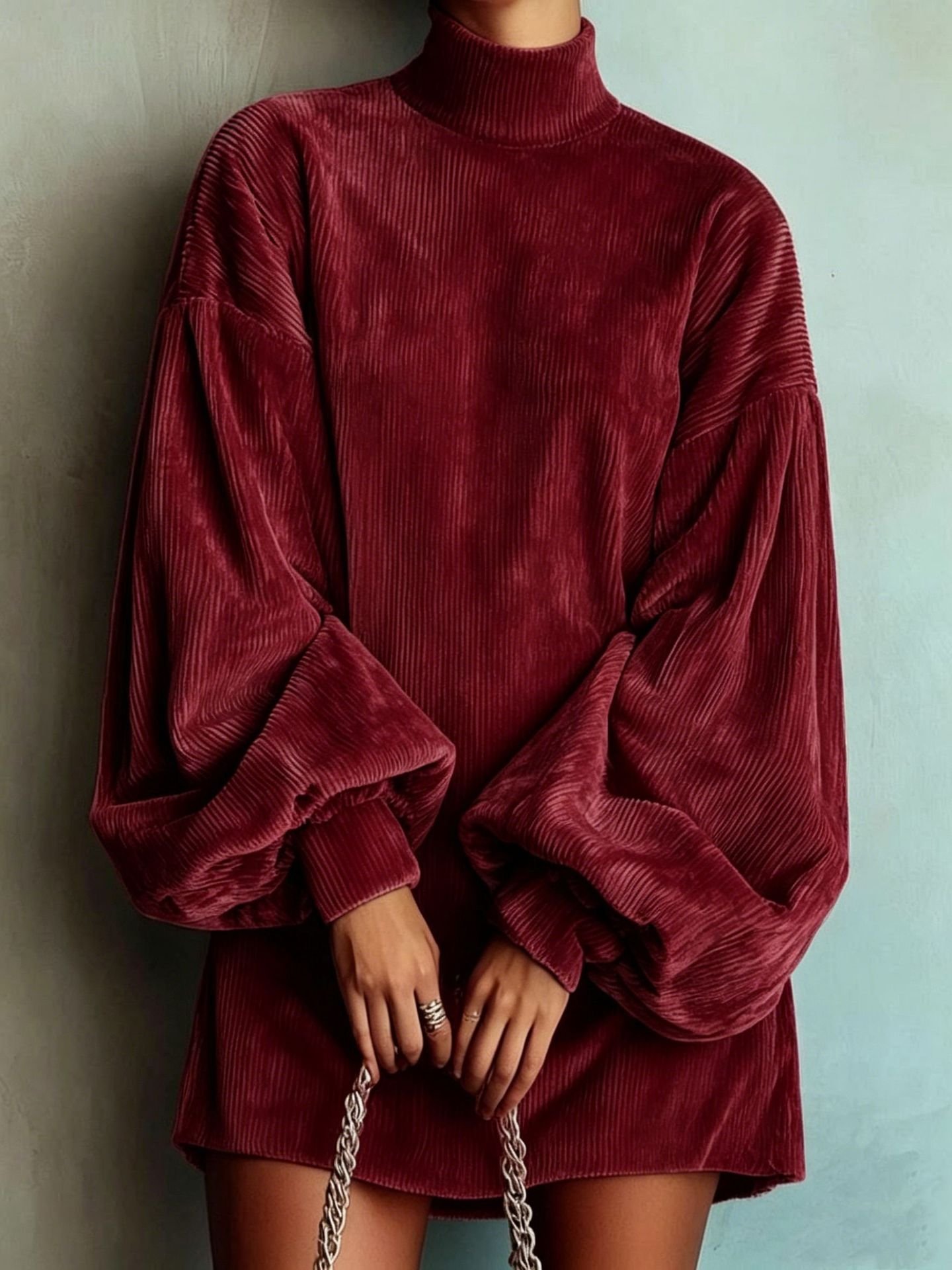 Loose-fitting Long-sleeve Dress With Puff Sleeves - Image 7