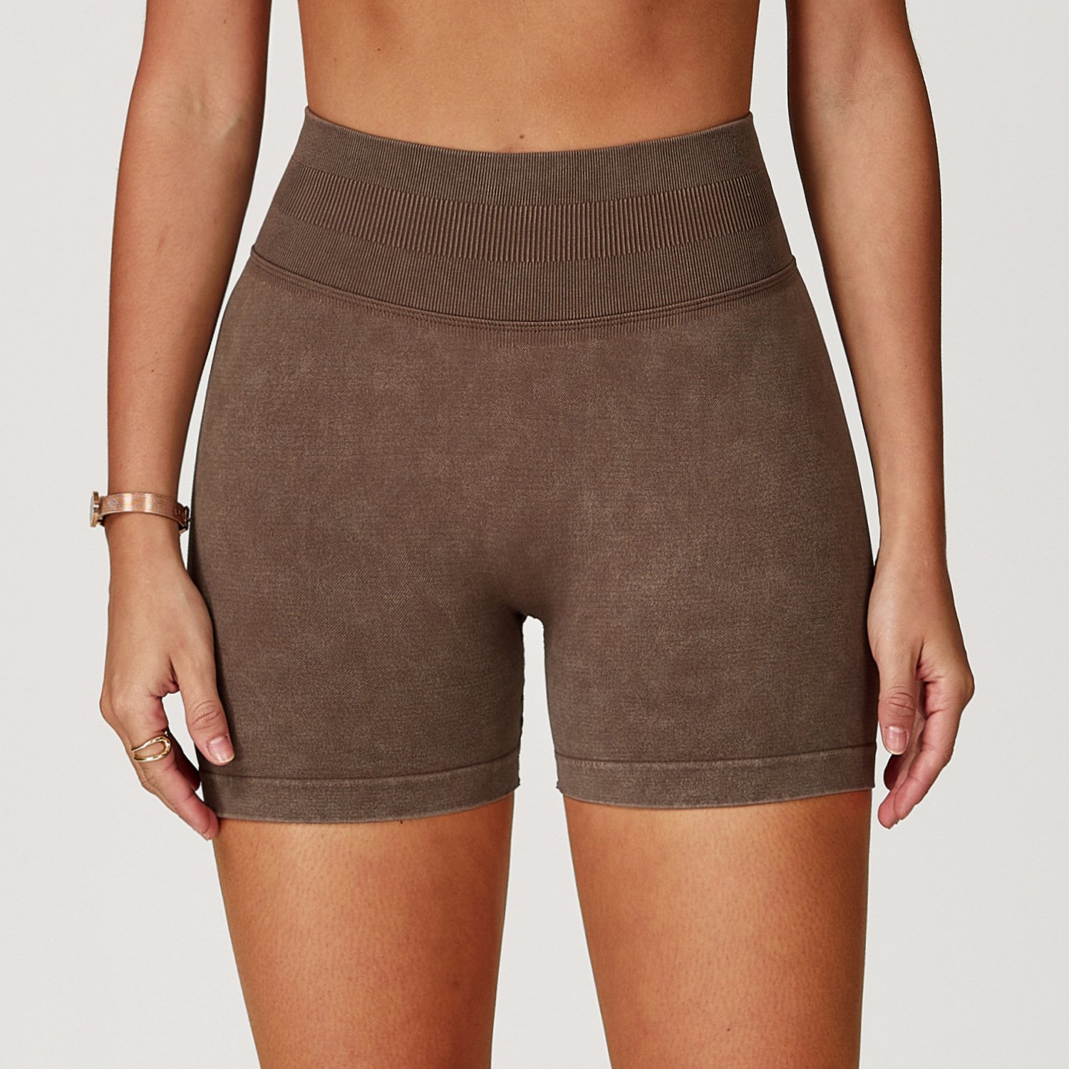 Seamless Stone Washed Yoga Shorts High Waist Hip Lift Shorts - Image 2