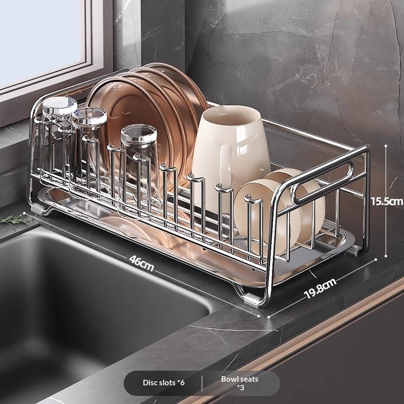 304 Stainless Steel Bowl And Dish Drain Rack Kitchen Shelf - Image 10
