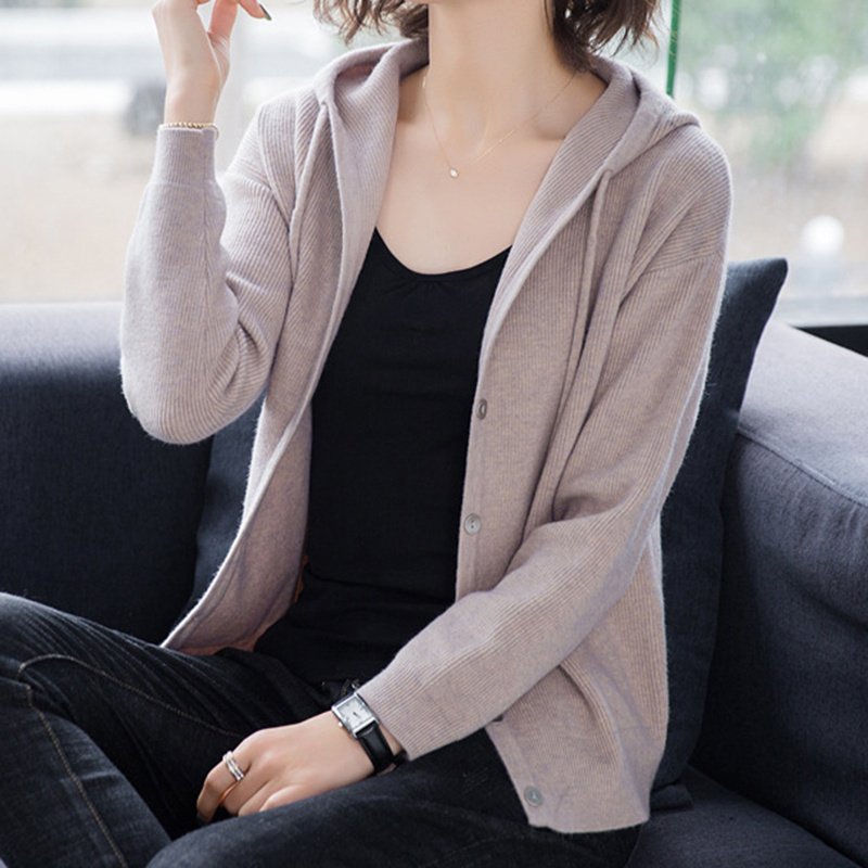 Hooded Sweater Coat Women Long Sleeve Single-breasted Sweaters Clothes - Image 2