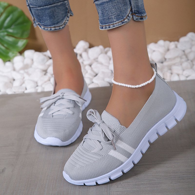 Casual Lace-up Mesh Shoes Preppy Flats Walking Running Sports Shoes Sneakers For Women - Image 6