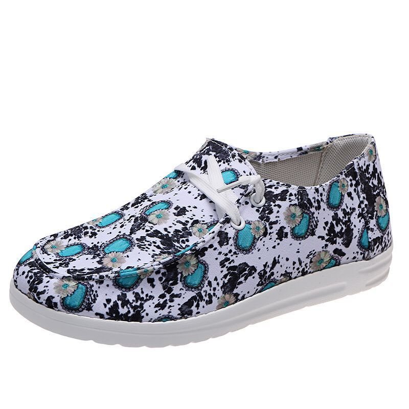 Loafers Women Sunflower Print Flats Casual Canvas Shoes Non-lace Lazy Shoes - Image 4