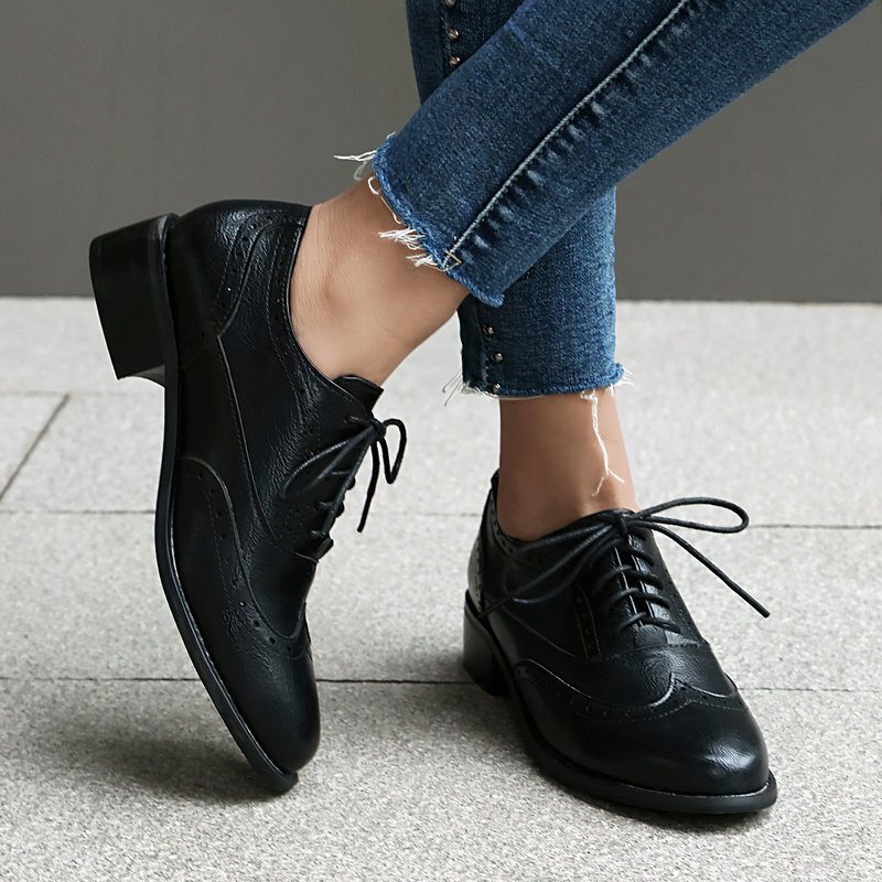 British Retro Oxfords Casual Shoes Lace-up Spring And Autumn Low-top Women - Image 8