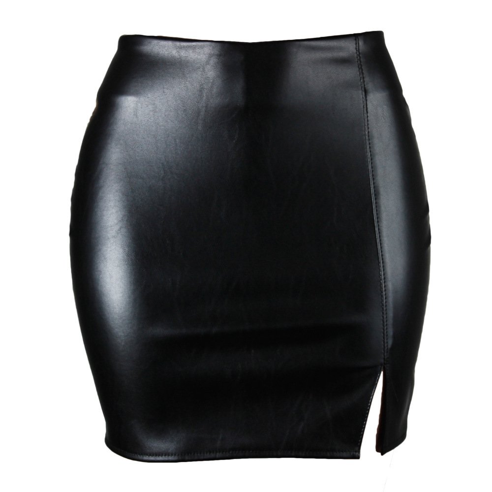 Zipper Black Leather Skirt Women - Image 4