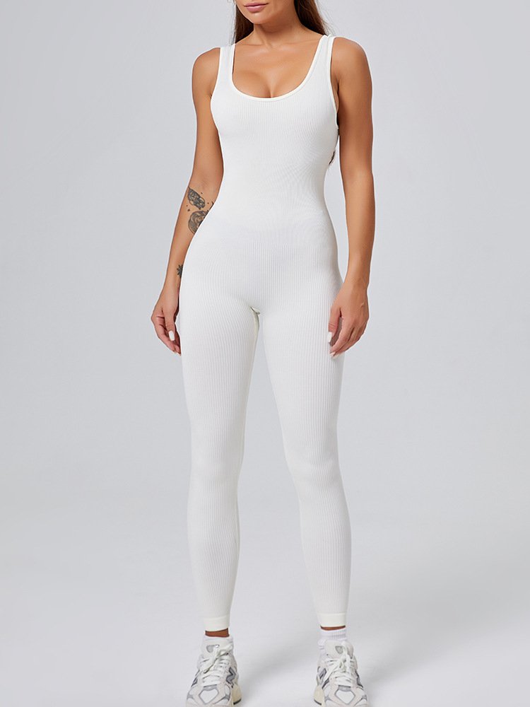 Threaded-knit Tummy-control Butt-lifting Form-fitting Breathable U-neck Bodysuit - Image 5