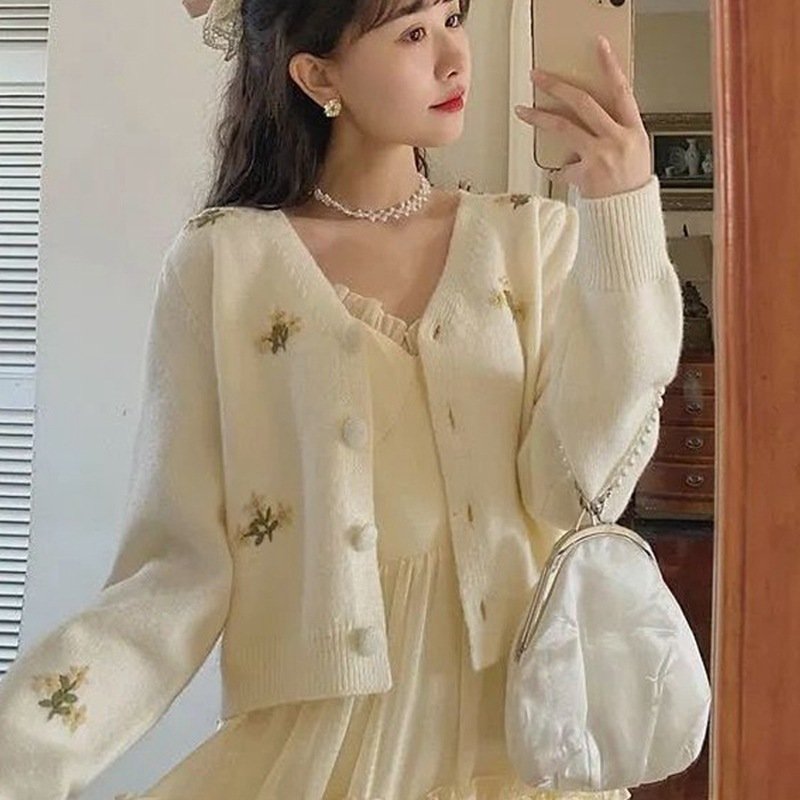Embroidered Knitted Cardigan Women's Long-sleeved Top - Image 2