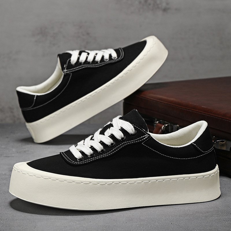 Mens Breathable Canvas Board Shoes With A Height-increasing Sole - Image 3