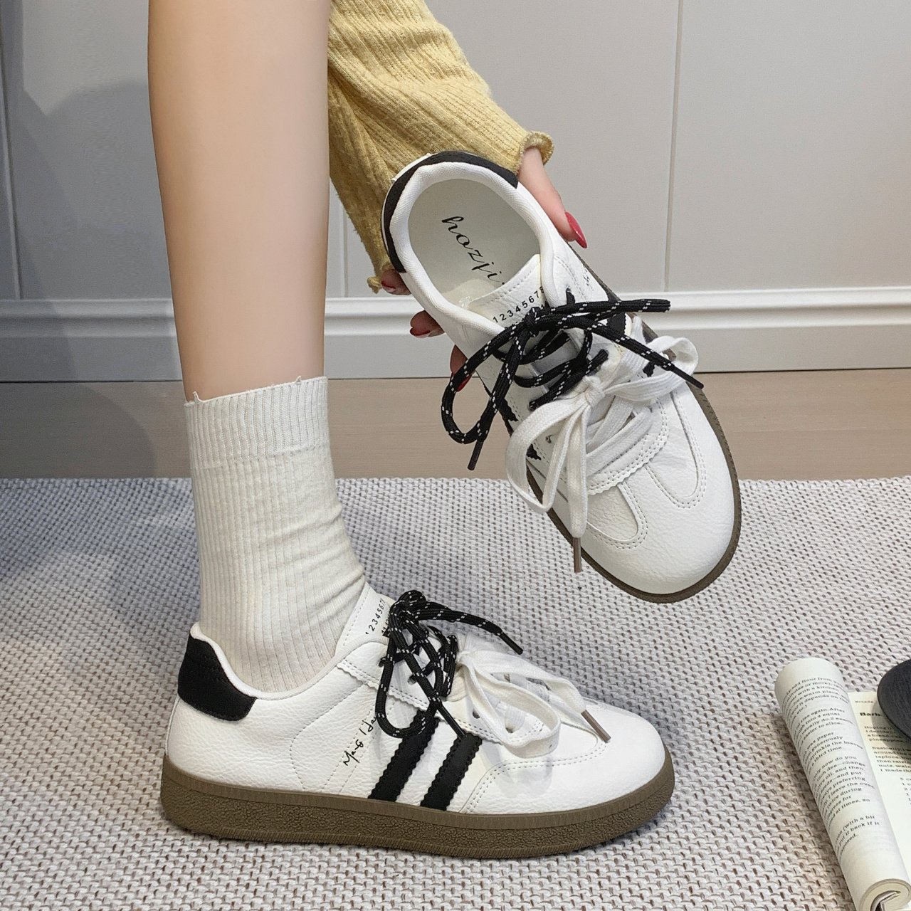 Soft Sole Summer Autumn 2026 New Casual Running Shoes Genuine Leather Student German Training Classic White Sneakers Women - Image 2