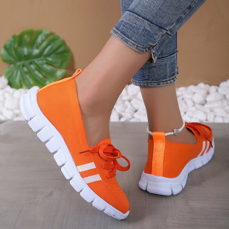 Casual Lace-up Mesh Shoes Preppy Flats Walking Running Sports Shoes Sneakers For Women - Image 7