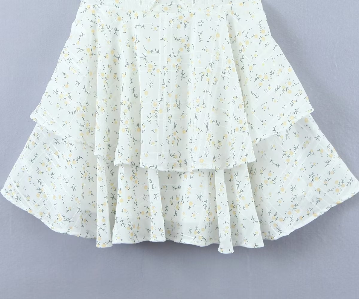 Early Spring New Lace Embroidered Printed Tight Waist Dress V-neck Backless Skirt - Image 2