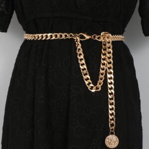 Simple Metal Belt Decorated Dress Sweater Chain