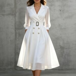 V-neck Waist-controlled Long Sleeves Dress Women