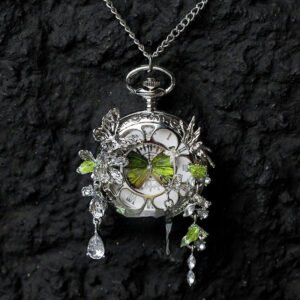 Couples Teal And Green Butterfly Animated Pocket Watch For Graduation Season