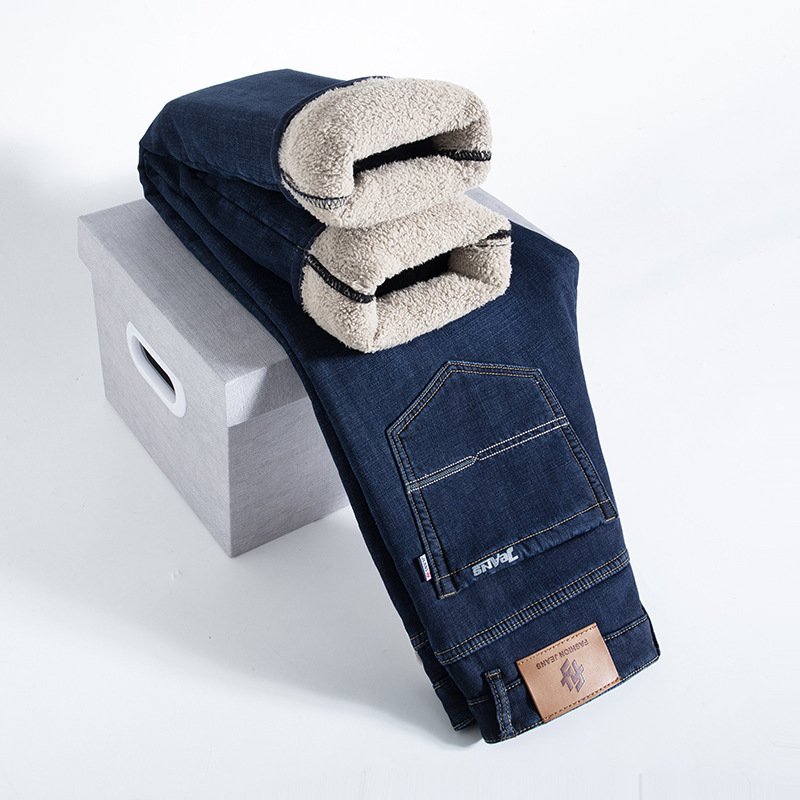 Fleece Lined Padded Warm Keeping Jeans For Men - Image 3