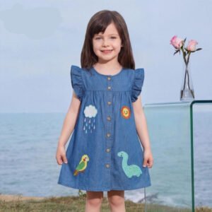 Girl Embroidered Childrens Denim Dress