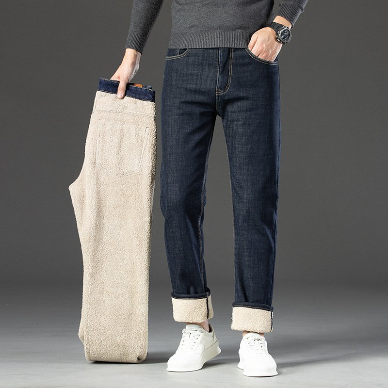 Fleece Lined Padded Warm Keeping Jeans For Men - Image 4